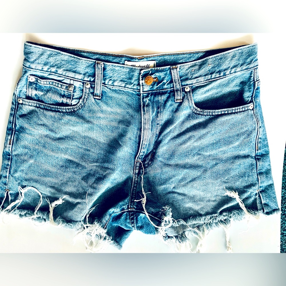Madewell Distressed Light Blue Jean Shorts